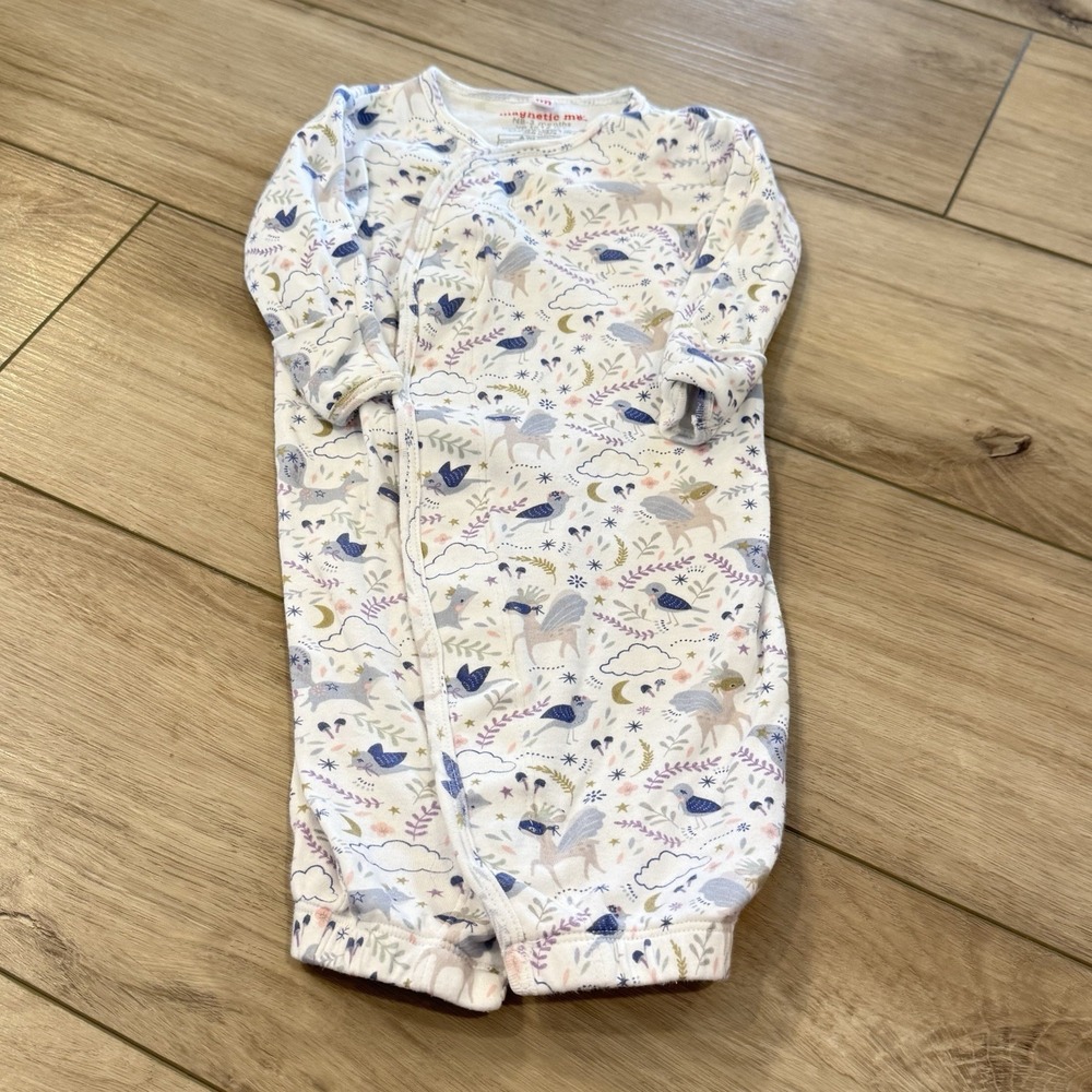 Magnetic Me Gown Newborn 0-3 Months Princess Forest Animals Organic Cotton Gown